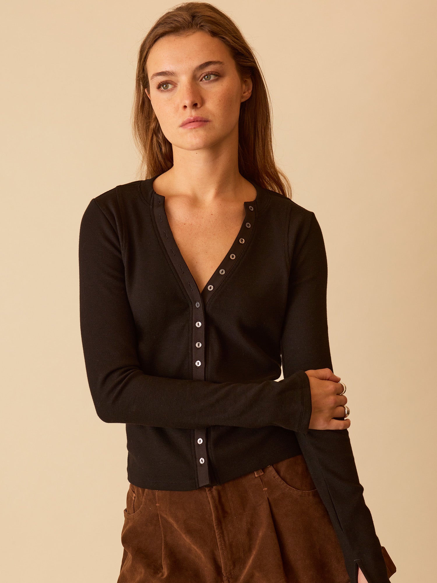lightweight, fashionable top in chocolate , ideal for spring and summer
