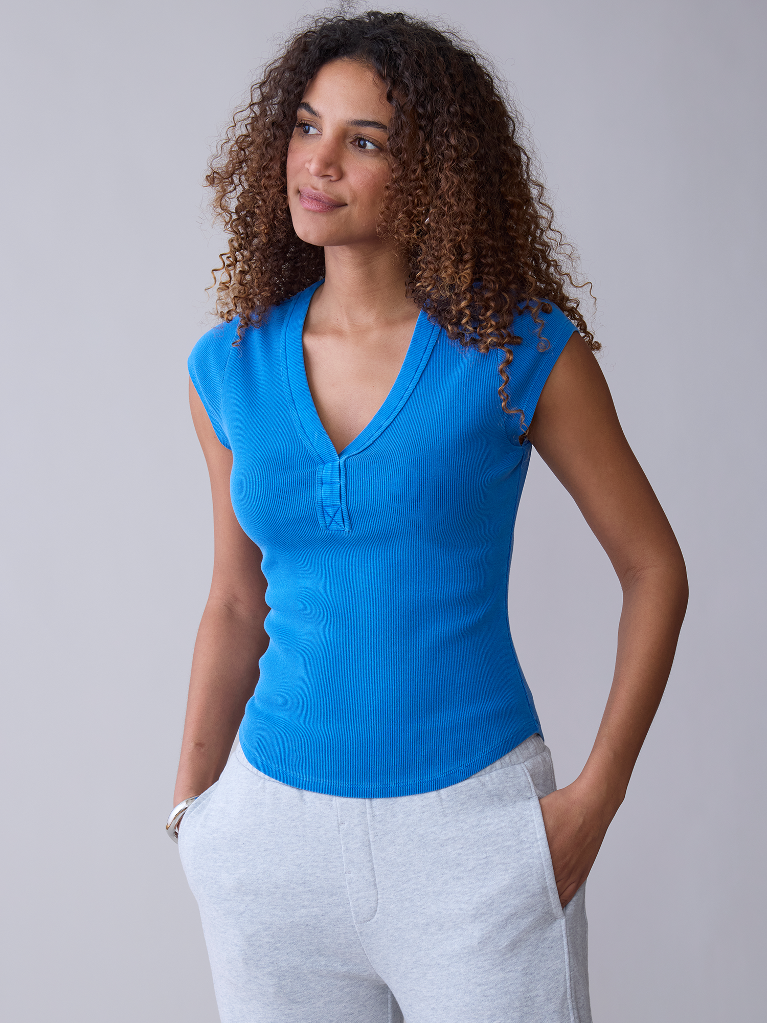 Washed Cap Sleeve Carter Top