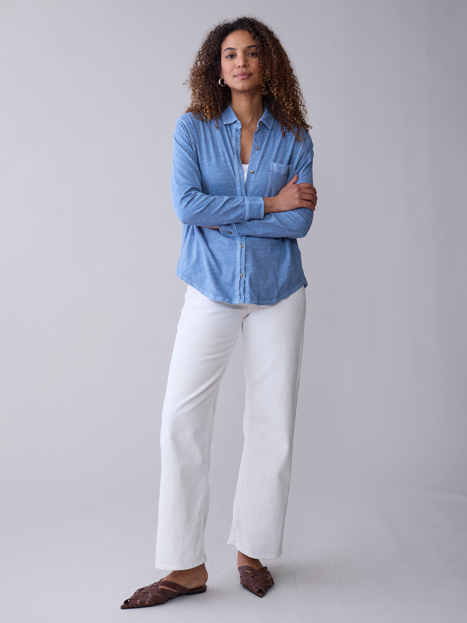 Washed Avery Shirt breathable cotton women’s smart casual blous