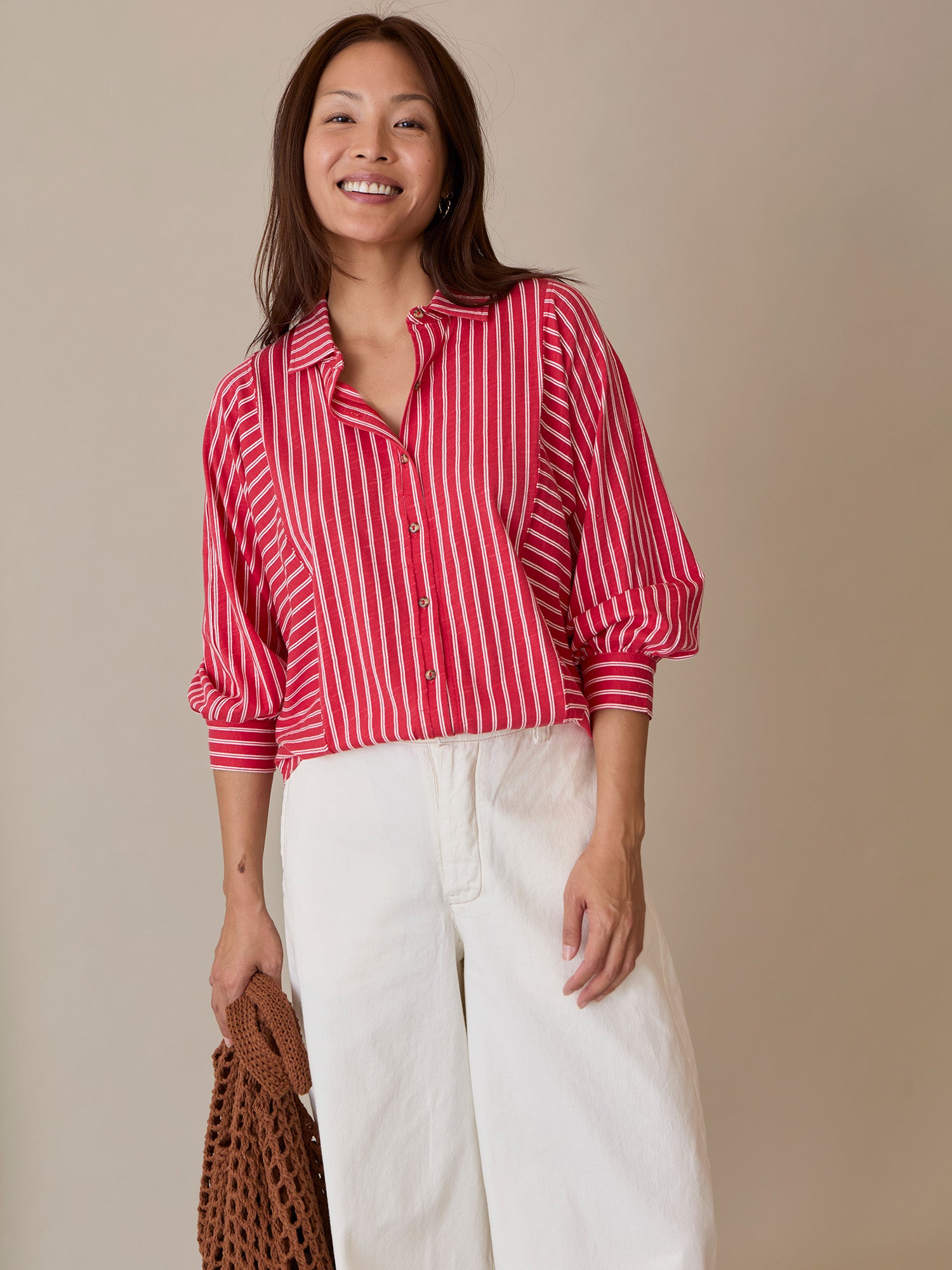 Grey State Striped Chessy Top eco friendly striped women’s blouse