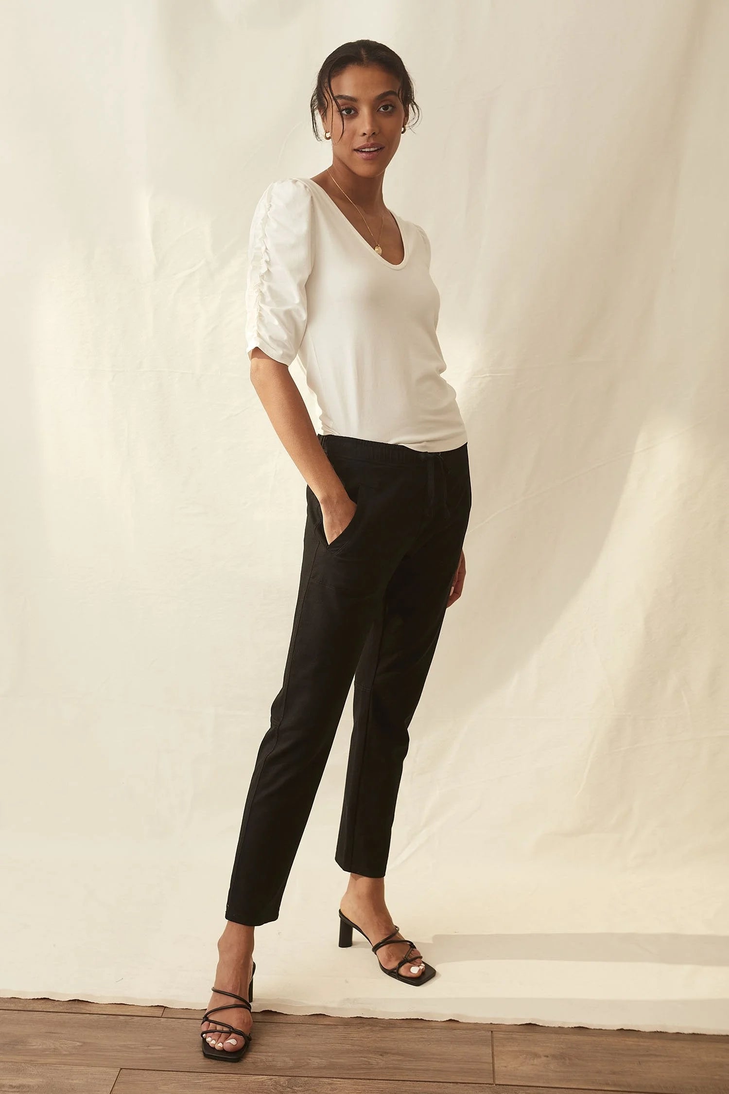 Wide Leg Cropped Linen Trousers  The White Collection  The White Company  UK